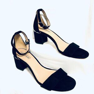Antonio Melani Odella Black Suede 2 1/4" Block Heels-Size 8 1/2-Dressy/Formal